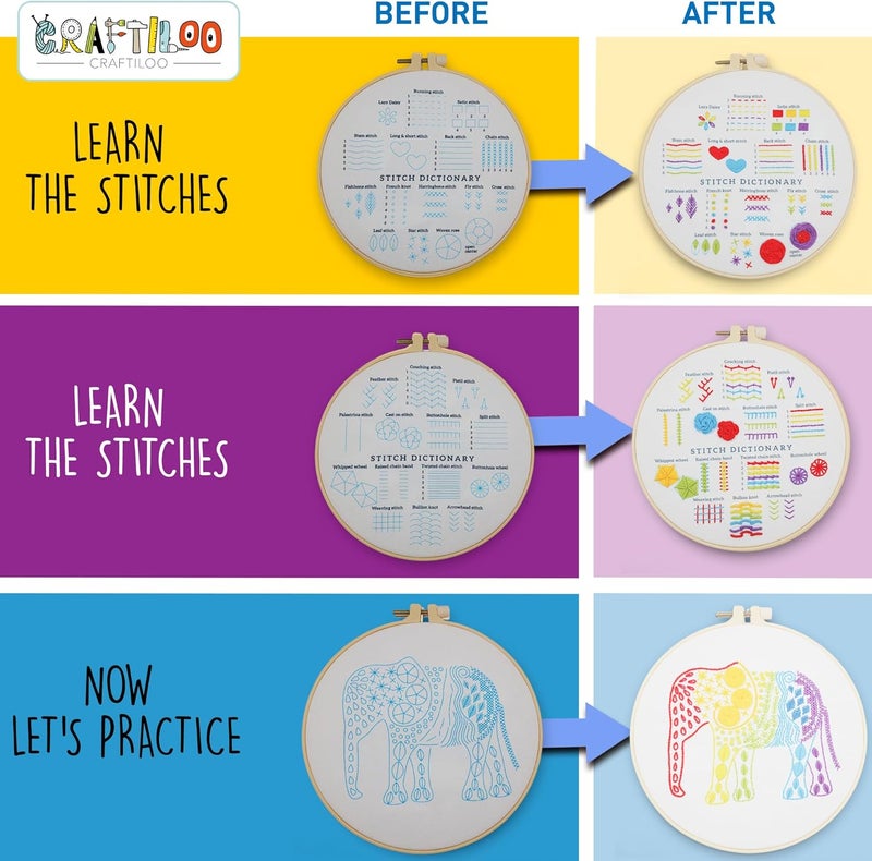 CRAFTILOO Embroidery Kit for Beginners Cross Stitch Kits for Beginners Needlepoint Kits for Adults Embroidery Kits for Adults Cross Stitch kit Elephant - Image 4